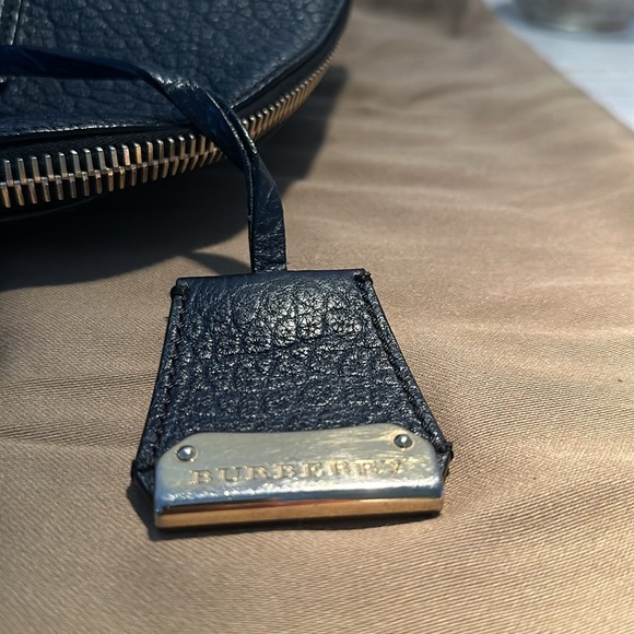 Burberry Navy Blue Embossed Leather Large Orchard Bowler Bag - Picture 4 of 4